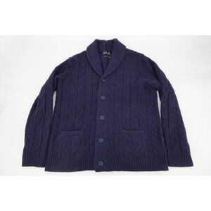 Mack Weldon Mens XXL WARMKNIT Wool Cardigan Cable‎ Knit Shawl Collar Navy 2XL